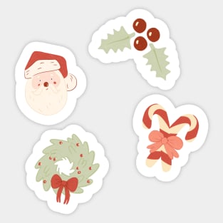 Christmas Mistletoe Holly, Candy Canes, Wreath, Santa Pattern Sticker